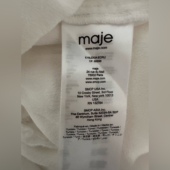 MAJE Lexia Cocoon Tunic Top Ecru Lace Hem V-Neck Blouse size 1 - Picture 9 of 14